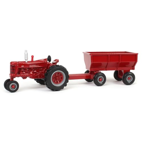 Case IH 1/64 Farmall 400 Schmaler Fronttraktor mit Flarebox Wagon, Druckguss-Metall, weiche Reifen, ab 3 Jahren von Case IH
