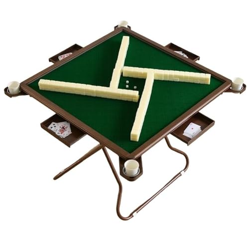 Cashwise Klappbarer Mahjong-Tisch, Kartentisch für 4 Spieler mit Getränkehaltern und Schublade, tragbarer Multifunktions-Brettspiel-Domino-Tisch für Mahjong, Poker und Blackjack von Cashwise