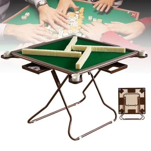 Cashwise Mahjong-Tisch, faltbar, quadratischer Kartenspieltisch für 4 Spieler mit Getränkehaltern und Chip-Rillen, tragbarer Poker-Domino-Brettspieltisch für Blackjack, Puzzlespiele von Cashwise