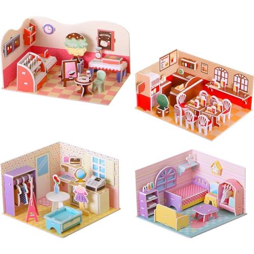 DIY Miniature Dollhouse Kit, 3D Dollhouse Jigsaw Puzzle DIY Dollhouse Kit Möbeln Build EIN Eigenes Puppenhaus Gebäudezubehör von Casiler