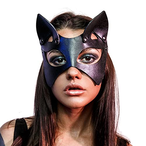 Frau Ledermaske Katzenmaske Halbgesicht Tiermaske Schwarze Maskerade Maske Cosplay -maske Für Erwachsene Frauen von Casiler