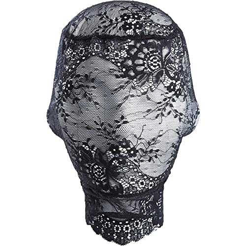 Frauen Schwarze Spitzenmaske Masquerade Party Maske Unisex Erwachsener Spitze Full Face Hood Head Cover Festival Cosplay Augenmaske von Casiler