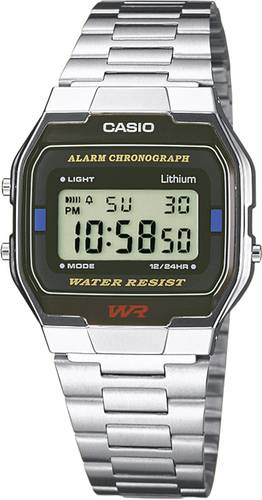 Casio Chronograph Armbanduhr A163WA-1QES (L x B x H) 36.8 x 33 x 9.1mm Silber Gehäusematerial=Edels von Casio