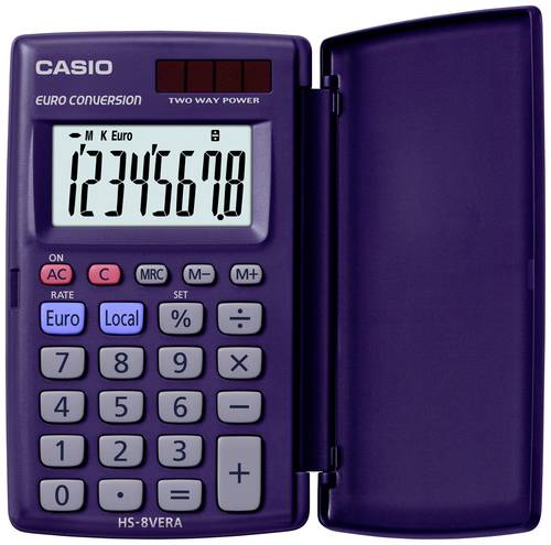 Casio HS-8VERA Taschenrechner Dunkelblau Display (Stellen): 8solarbetrieben, batteriebetrieben (B x von Casio