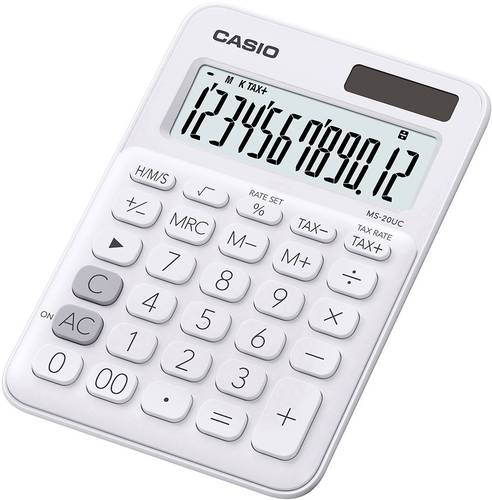Casio MS-20UC Tischrechner Weiß Display (Stellen): 12solarbetrieben, batteriebetrieben (B x H x T) von Casio