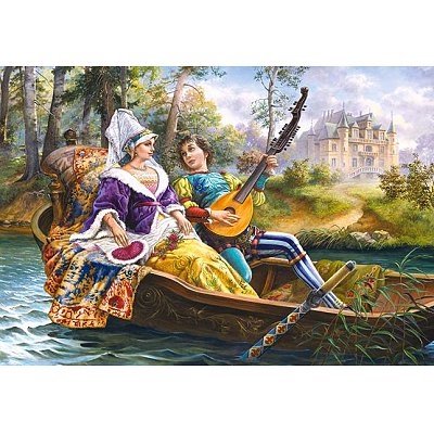 1500 Teile Puzzle - musikalische Reise/Mittelalter Nostalgie - Sänger - Schiff - Kinderland von Castorland
