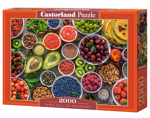 CASTORLAND 2000 Teile Puzzles, Tisch voller Superfood, Essens-Puzzles, Vielzahl von Früchten und Nüssen, buntes Essen, leckere Puzzles, Erwachsenenpuzzle, Castorland C-200993-2 von Castorland