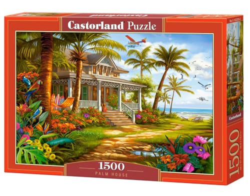 CASTORLAND Puzzle mit 1500 Teilen, Palme, Strandhaus, bunte Blumen, tropische Oase, Puzzle für Erwachsene, C-152223-2 CASTORLAND Puzzle mit 1500 Teilen, Palme, Strandhaus, bunte Blumen, tropische Oase, Puzzle für Erwachsene, C-152223-2 von Castorland