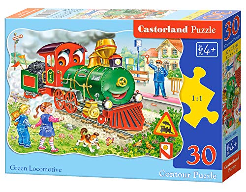 Castorland B-03433-1 Green Locomotive, Puzzle 30 Teile, bunt von Castorland