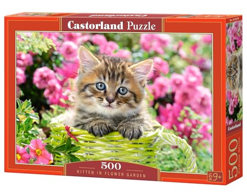 Castorland B-52974 Kitten in Flower Garden, 500 Teile Puzzle, bunt, 35 x 25 x 5 cm von Castorland