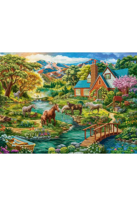 Castorland Idyllisches Haus mit Pferden 2000 Teile Puzzle Castorland-200931 von Castorland