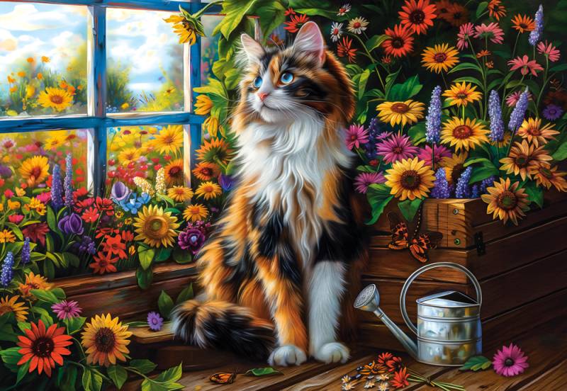 Castorland Meditation mit Katze und Blumen 1000 Teile Puzzle Castorland-105342 von Castorland