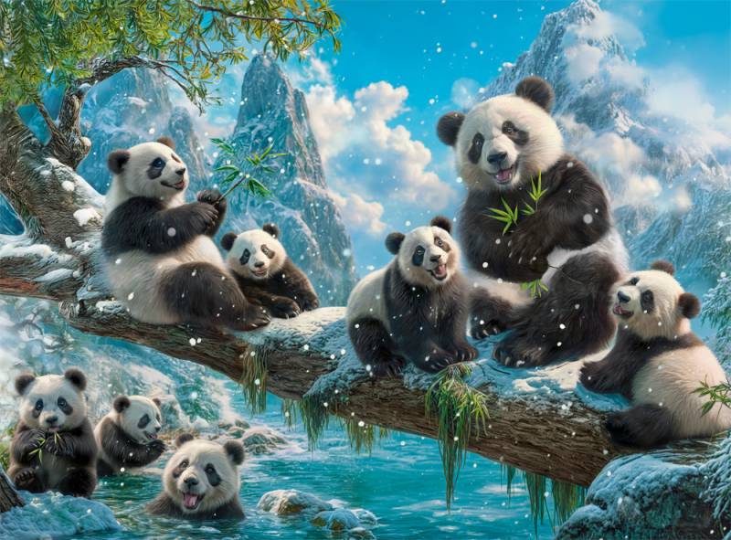 Castorland Pandas' Winter Fun 2000 Teile Puzzle Castorland-201013 von Castorland