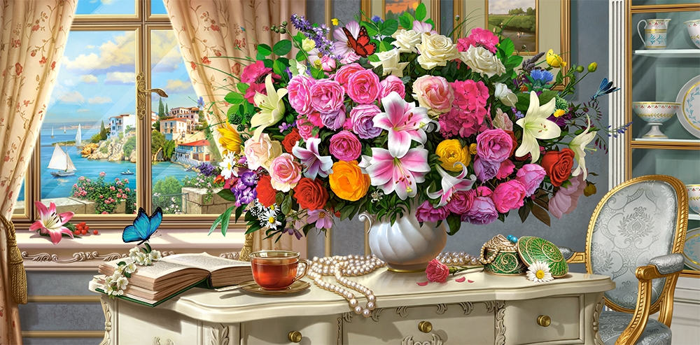 Castorland Sommerblumen und eine Tasse Tee 4000 Teile Puzzle Castorland-400263 Castorland Sommerblumen und eine Tasse Tee 4000 Teile Puzzle Castorland-400263 von Castorland