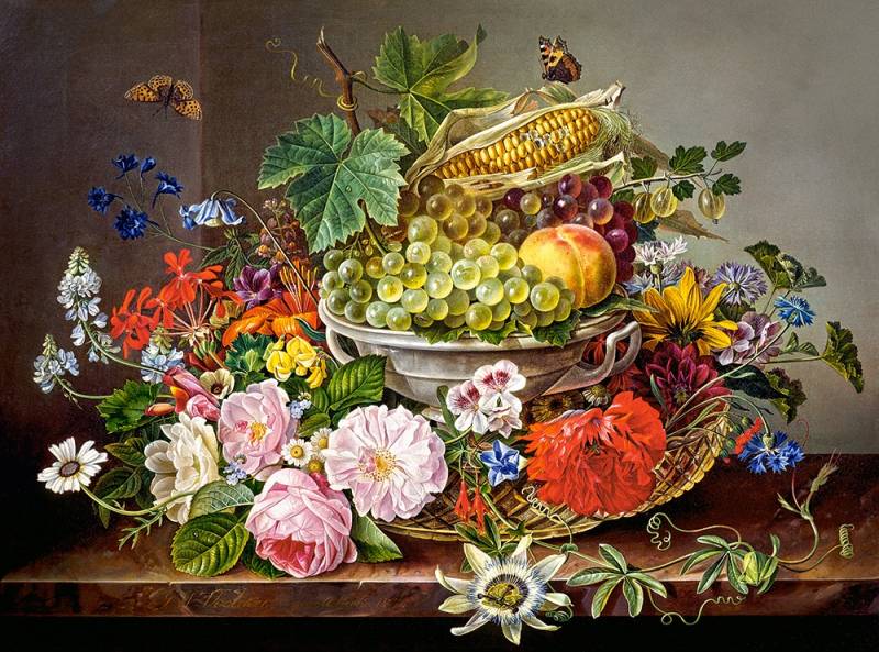 Castorland Stilleben mit Blumen und Obstkorb 2000 Teile Puzzle Castorland-200658 von Castorland