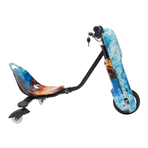 Casyi Elektrischer 3-Rad-Drift-Roller für Kinder mit LED-Leuchten, Einstellbarer Geschwindigkeit, komfortablem Sitz, Max Load 220,46 lbs und coolem Flame Design von Casyi