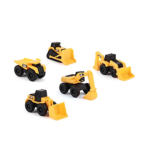 CatToysOfficial 83439 Baustellenfahrzeuge Kinder mit 5 Teilen-Radlader, Schaufelfahrzeuge, Bulldozer, Kipplaster und Bagger Spielzeug, Yellow von CatToysOfficial