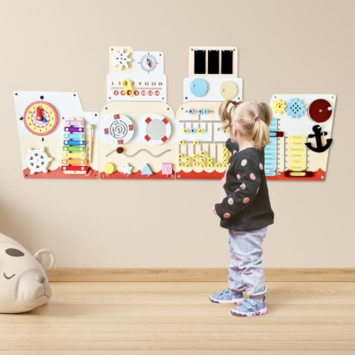 Cateam Sensorisches Wandpaneel für Kinder – 16in1 Montessori Aktivitätsbrett aus Holz | Motorik-Spielzeug für Kleinkinder & Vorschulkinder | Aktivitäts Wandtafeln für Bildung und frühe Entwicklung von Cateam