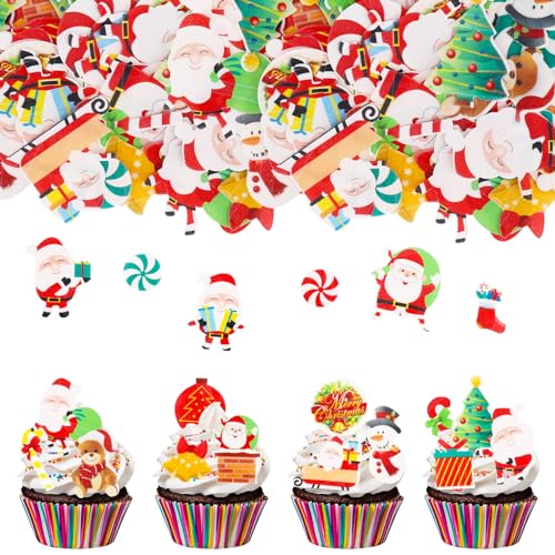 Catelves 60 Stück Weihnachten Essbare Tortendeko, Cupcake Topper, Kuchen Dekoration, Santa Claus Muffin Deko, Frohe Weihnachten Catelves 60 Stück Weihnachten Essbare Tortendeko, Cupcake Topper, Kuchen Dekoration, Santa Claus Muffin Deko, Frohe Weihnachten von Catelves