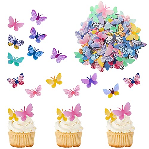 Catelves 72 Stück Schmetterlinge Deko Torte, Essbare Reispapier, Geburtstag Tortendeko, Cupcake Toppers, Kuchen Dekoration von Catelves