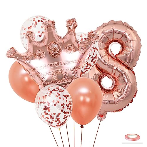 Catelves Luftballon 8. Geburtstag, Roségold Ballon 8 Geburtstag, Folienballon 8, Luftballons Geburtstag 8, Luftballons 8. Geburtstag, Deko 8. Geburtstag Mädchen, 8 Geburtstag Mädchen von Catelves