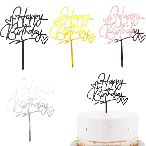 Catelves Happy Birthday Tortendeko,8 Stück Acryl Cake Topper Geburtstag Torten Deko,Happy Birthday Kuchen Deko,Tortendeko Geburtstag Mädchen Junge Frauen Mann,11x14,7cm,Gold,Roségold,Silber,Schwarz Catelves Happy Birthday Tortendeko,8 Stück Acryl Cake Topper Geburtstag Torten Deko,Happy Birthday Kuchen Deko,Tortendeko Geburtstag Mädchen Junge Frauen Mann,11x14,7cm,Gold,Roségold,Silber,Schwarz von Catelves