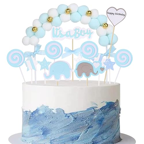 Catelves It's a Boy Tortendeko für Baby Shower, Babyparty, Taufe Junge - Cake Topper und Partydeko für Gender Reveal von Catelves
