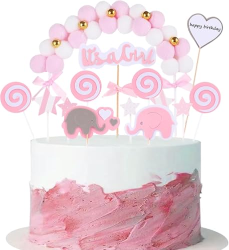 Catelves It's a Girl Cake Topper Rosa - Tortendeko für Babyparty, Baby Shower, Gender Reveal Party - Deko für Baby Mädchen von Catelves