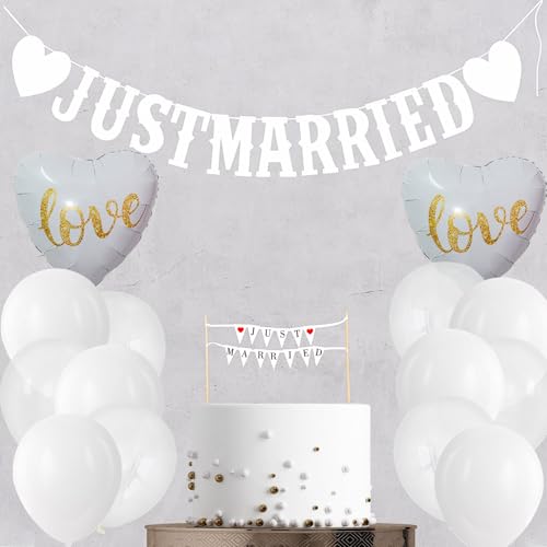 Catelves Just Married Deko Set mit Cake Topper Ballon Catelves Just Married Deko Set mit Cake Topper Ballon von Catelves