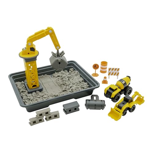 CAT Baustellenfahrzeuge Kinder Spielzeug | Dig N' Build Beton Spielset mit 340 Gramm Betonmischung & Aufbewahrungsbehälter | Kinetischer Sand Baustellen Sandspielzeug Set & Geschenke ab 3 Jahren von Caterpillar