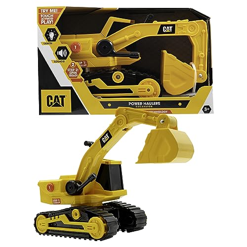 CatToysOfficial | CAT Construction 29,5 cm Power Haulers Bagger Spielzeug | Echte Lichter & Geräusche, Bewegungsangetrieben, Arbeitsfunktionen | Interaktive Baustellenfahrzeuge Kinder ab 3 Jahre von CatToysOfficial