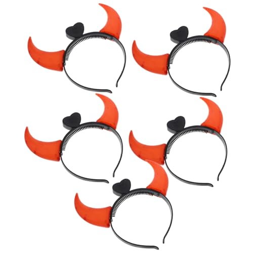 Leuchtende Horn-Stirnbänder für Halloween, Cosplay, Party, einzigartiges LED-Kostüm-Zubehör, 5 Stück Leuchtende Horn-Stirnbänder für Halloween, Cosplay, Party, einzigartiges LED-Kostüm-Zubehör, 5 Stück von Catgol