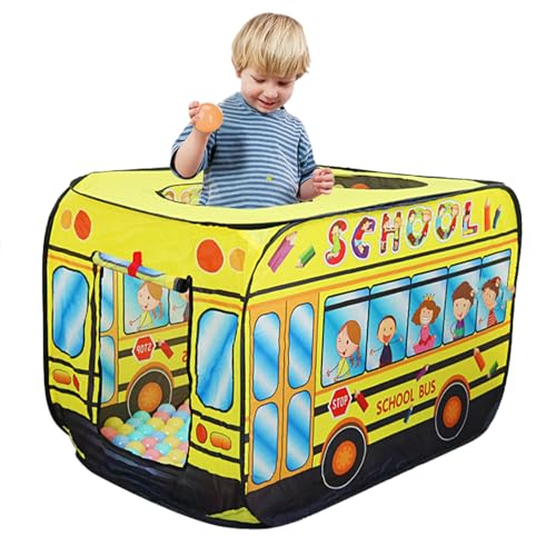 Cathpetic Auto Zelt für Kinder,Faltbares Spielzelt,Kinderspielhaus für Drinne,Indoor Outdoor Spielspielzeug für Kinder,Gelber Schulbus von Cathpetic