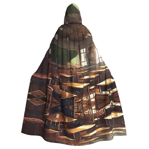 Blackboard Wallpaper2 Print Hooded Cloak,Halloween Hooded Cloak,Halloween Christmas Cosplay Costume von Cattpa