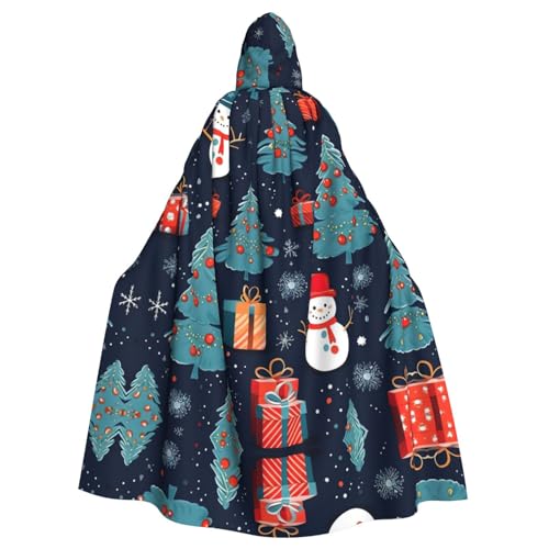 Blauer Weihnachtsumhang mit Schneemann-Druck, Halloween-Kapuzenumhang, Halloween-Weihnachts-Kostüm von Cattpa