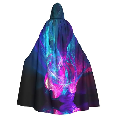 Blauer und pinker Kapuzenumhang mit Feuerdruck, Halloween-Kapuzenumhang, Halloween, Weihnachten, Cosplay-Kostüm von Cattpa