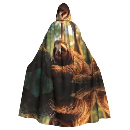 Brauner Kapuzenumhang mit Faultier-Druck, Halloween-Kapuzenumhang, Halloween, Weihnachten, Cosplay-Kostüm von Cattpa