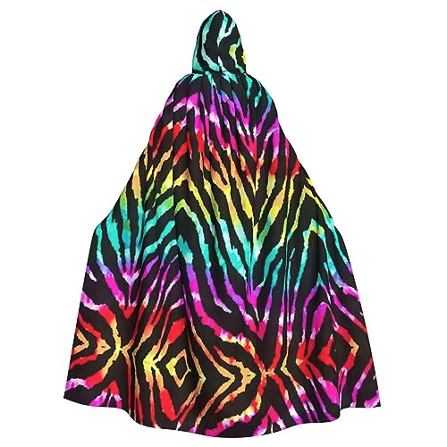 Farbenfroher Regenbogen-Zebra-Druck, Kapuzenumhang, Halloween, Weihnachten, Cosplay-Kostüm von Cattpa
