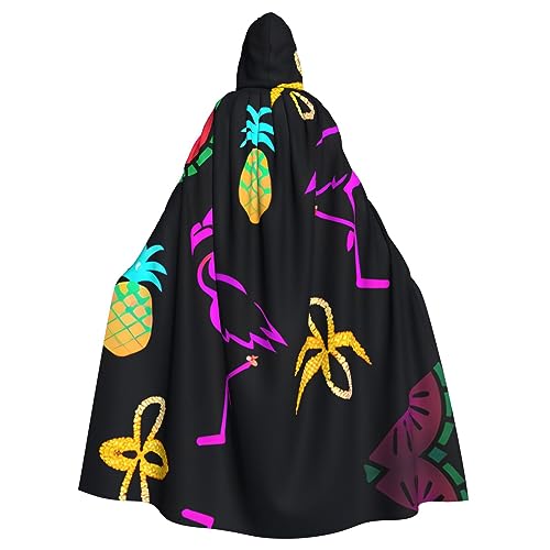Kapuzenumhang mit Ananas-Banananen-Flamingo-Druck, Halloween-Kapuzenumhang, Halloween, Weihnachten, Cosplay-Kostüm von Cattpa