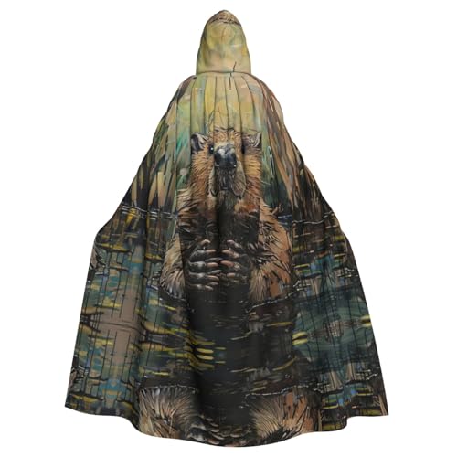 Kapuzenumhang mit Biber-Druck, Halloween-Kapuzenumhang, Halloween, Weihnachten, Cosplay-Kostüm Kapuzenumhang mit Biber-Druck, Halloween-Kapuzenumhang, Halloween, Weihnachten, Cosplay-Kostüm von Cattpa