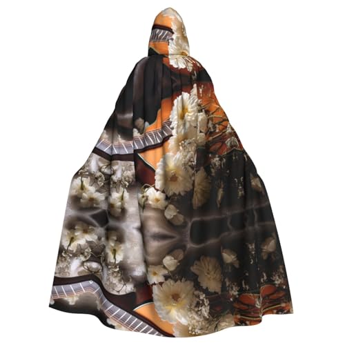 Kapuzenumhang mit Blumen-Gitarren-Druck, Halloween-Kapuzenumhang, Halloween, Weihnachten, Cosplay-Kostüm von Cattpa
