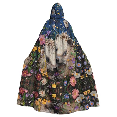Kapuzenumhang mit Blumenmuster und Igel-Druck, Halloween-Kapuzenumhang, Halloween, Weihnachten, Cosplay-Kostüm Kapuzenumhang mit Blumenmuster und Igel-Druck, Halloween-Kapuzenumhang, Halloween, Weihnachten, Cosplay-Kostüm von Cattpa