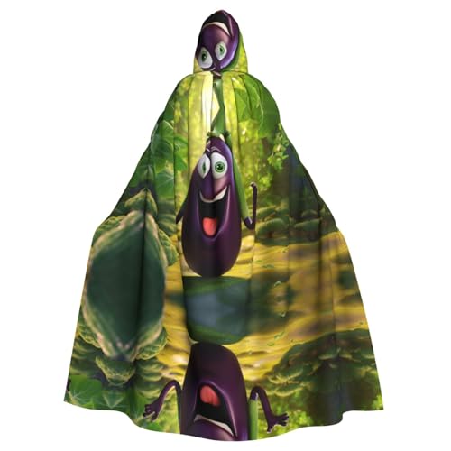 Kapuzenumhang mit Cartoon-Auberginen-Druck, Halloween-Kapuzenumhang, Halloween, Weihnachten, Cosplay-Kostüm von Cattpa