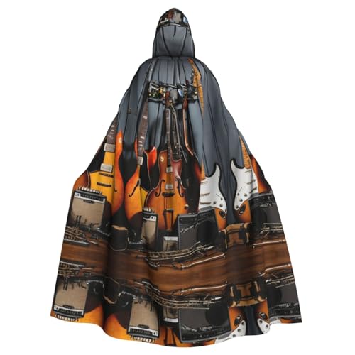 Kapuzenumhang mit E-Gitarren-Aufdruck, Halloween-Kapuzenumhang, Halloween, Weihnachten, Cosplay-Kostüm von Cattpa