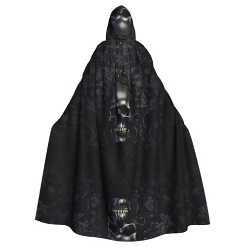 Kapuzenumhang mit Gothic-Tapete, Totenkopf-Druck, Halloween-Kapuzenumhang, Halloween, Weihnachten, Cosplay-Kostüm von Cattpa