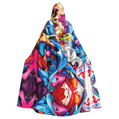 Kapuzenumhang mit Graffiti-Zeichen-Druck, Halloween-Kapuzenumhang, Halloween, Weihnachten, Cosplay-Kostüm Kapuzenumhang mit Graffiti-Zeichen-Druck, Halloween-Kapuzenumhang, Halloween, Weihnachten, Cosplay-Kostüm von Cattpa