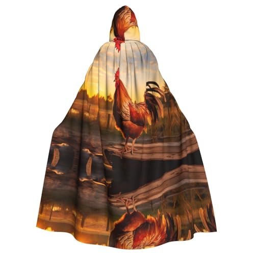 Kapuzenumhang mit Hahn auf Holz im Bauernland-Druck, Halloween-Kapuzenumhang, Halloween, Weihnachten, Cosplay-Kostüm von Cattpa