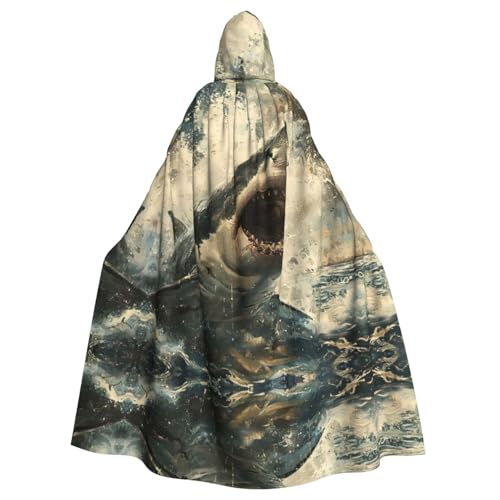 Kapuzenumhang mit Hai-Aufdruck, Halloween-Kapuzenumhang, Halloween, Weihnachten, Cosplay-Kostüm von Cattpa