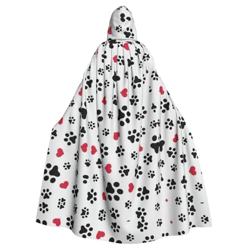 Kapuzenumhang mit Katzenpfoten-Herzmotiv, Welpen-Aufdruck, Halloween-Kapuzenumhang, Halloween, Weihnachten, Cosplay-Kostüm von Cattpa