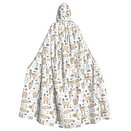 Kapuzenumhang mit Lama-Cartoon-Muster, Halloween-Kapuzenumhang, Halloween, Weihnachten, Cosplay-Kostüm von Cattpa